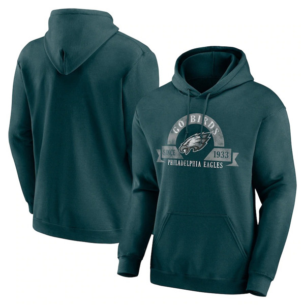 Men's Philadelphia Eagles Green Pullover Hoodie - Click Image to Close